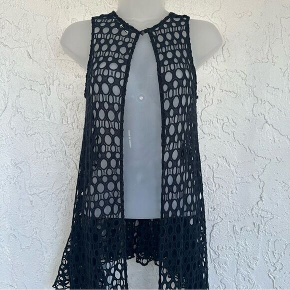 ALEXIS Sweater Cardigan Women XS Crotchet Open Knit Boho Festival Victorian - Picture 2 of 8